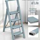 Mayi Plus 4 Step Ladder, Lightweight Folding Step Stool with Convenient Handgrip,Aluminum 330lbs Capacity Step Ladder for Office,Household,Kitchen,Library(Blue)