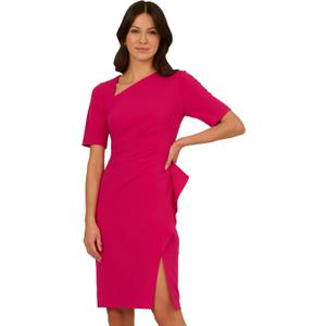 Adrianna Papell Women's Draped Knit Crepe Dress (Pink), Size: 8