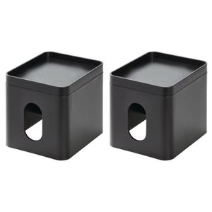 iDesign Square Tissue Box Cover for Bathroom Vanity, Countertop, or Office - Set of 2 - Black