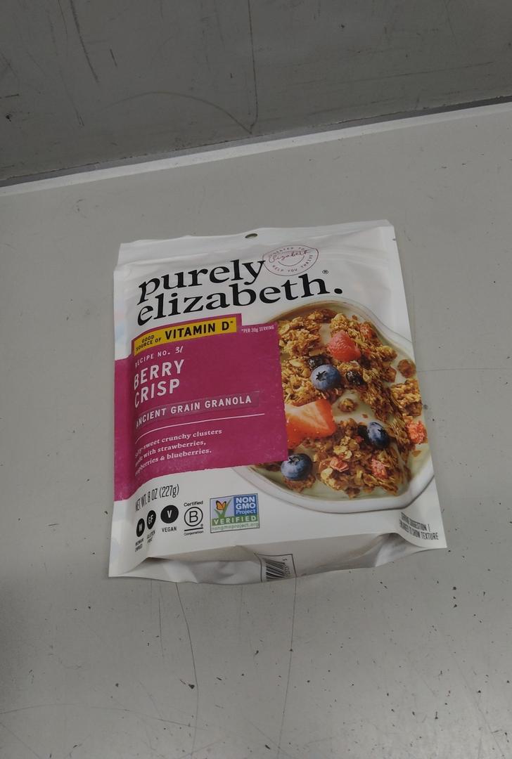 Purely Elizabeth Berry Crisp Ancient Grain Granola Cereal, Made with Organic Oats, 8 Ounce (Pack of 6), BBD: 06-26-2026