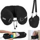 DreamShore Travel Pillow for Extra Luggage:Stuffable Neck Pillow with Adjustable Neck Size|Fits 3+ Days of Travel Essentials|Transformable Carry-On Solution|Soft Velvet Cover|No Filler(Black)