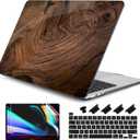 DONGKE Compatible with MacBook Pro 13 inch Case 2024 2023-2020 Release A2338 M2/M1 A2251 A2289 with Retina Display & Touch ID, Plastic Hard Shell & Keyboard Cover & Screen Film - Wood Grain