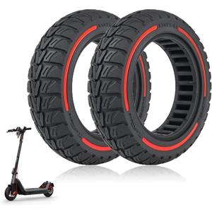 9.5x2.50 Solid Tire 9.5 inch for NIU KQi3 Pro/Max/Sport Electric Scooters, Puncture-proof, Tubeless Rubber Tires Front or Rear Replacement, 2pc (Red)