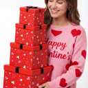 Epakh 4 Pcs Square Nesting Boxes Decorative Gift Boxes with Lids Black Red Hearts Assorted Sizes for Anniversary, Birthday, Wedding, Bridal Shower Party Gifts(Classic)