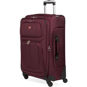 SWISSGEAR Sion Softside Expandable Spinner Luggage Durable Lightweight Travel Suitcase, Merlot, Checked-Medium 25-Inch