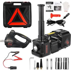Electric Car Jack kit 5 Ton 12V Electric Floor Jack Lift for Vehicle, Electric Hydraulic Jack Auto Repair Tool Set with Built-in Inflator and Impact Wrench for SUV Sedan Truck Tire Change