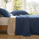 Bedsure Navy Quilts Queen Size - Queen Quilt Bedding Set Bedspread Coverlet, Lightweight Neutral Striped Bedding, 3-Piece Set with 90"x96" Coverlet & 2 Pillow Shams, All-Season Soft Microfiber