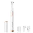 ZEXELLER Upgraded Eyebrow Trimmer, Precision Facial Hair Trimmer with Comb, Battery Operated Painless Electric Eyebrow Razor Facial Hair Remover Face Chin Neck, Upper-Lip, Peach-Fuzz