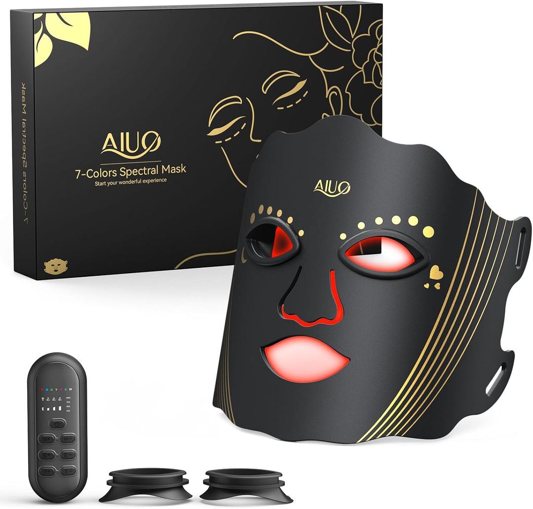 Red Light Therapy for Face, Led Face Mask Light Therapy with Rechargeable Remote, LED Face Mask Light Therapy at Home, Comfortable Red Light Therapy Mask at Home, Black