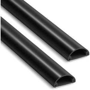 ZhiYo Cord Hider, 78in Cable Hider for 1-2 Cords, Cord Covers for Wires on Wall, Wire Covers for Cords Wall Mount TV, Cable Cover Wall Wire Hider for Cords, Cable Raceway Black 2xL39 W0.98xH0.45 (M - 78in (2x L39in))
