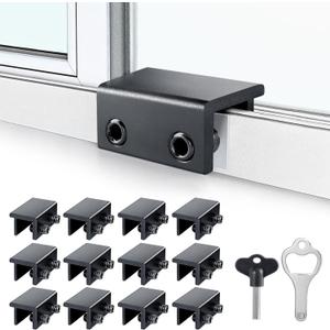 ZRFCXE Window Locks,12 Pack Sliding Window Locks with Key for Vertical & Horizontal Sliding Windows Doors, Easy to Install, Adjustable Security Window Lock for Patio Bedroom Home and Office (Black)