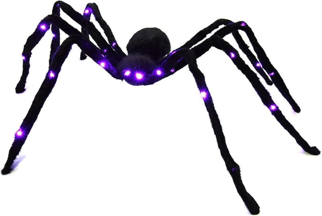 Halloween Giant Light Up Spider Halloween Decorations, Halloween Spider Decorations, Halloween Light up Spider Hairy Scary Spider Realistic Creepy Spider Props for Halloween Indoor Outdoor Home Decor (12 Inch)