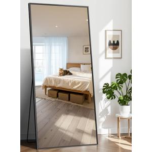 71"x30" Floor Mirror Full Length - Standing Mirror with Aluminum Alloy Frame, Large Body Mirror for Bedroom, Living Room, Wall Mounted or Leaning (Black)
