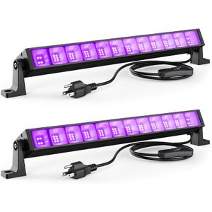 2PCS 40W LED Black Light Bar, Black Lights for Glow Party, Blacklight with Plug &Switch, Each Light Up 484 Sq.ft Area, Halloween Glow Light, Fluorescent Body Paint, Stage Lighting, Bedroom
