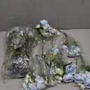 Zeyune 12 Bundles Gradient Blue Artificial Flowers Peonies Silk Dahlia Faux Rose Fake Chamomile Hydrangea Bouquet Floral Arrangements Bulk for Home Vase Wedding Party Table Centerpiece (Peonies)
