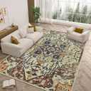 5x7 Area Rugs, Washable Large Non-Slip Low Pile Ultra Soft Indoor Under Table Area Rug Carpet for Bedroom, Living Room, Kitchen, Dinning Room (Orange)