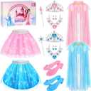 TSDATOWR Princess Dress Up Clothes for Little Girls Toddlers, Princess Costume Set with Princess Cape, Tutu, Crown, Shoes