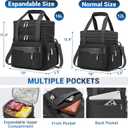 Insulated Lunch Box for Men, Double Deck Reusable Lunch Bag for Women, Leakproof Lunch Cooler Durable Waterproof Expandable - Lunchbox for Adult Work, Black,16L