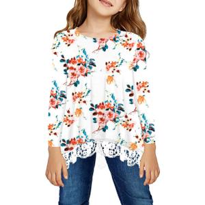 storeofbaby Girls Casual Tunic Tops Short Sleeve Loose Soft Blouse T-Shirt for 4-13 Years (L)