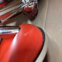 Roundhill Furniture Masaccio Cushioned Leatherette Upholstery Airlift Adjustable Swivel Barstool with Chrome Base, Set of 2, Red