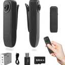 Upgraded Mini Body Camera, Body Cam, 1080P with 64GB, Compact Button Security Camera, Wearable Cam and Portable, Video Recording with Night Vision for Security, Meeting, Work
