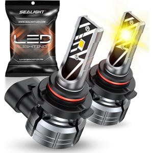 SEALIGHT F1A H10 9145 LED Fog Light Bulbs Yellow, 10000LM H10/9045/9040/9140/9145 Fog Light Bulbs, 600% Super Brightness, 3000K Yellow Light, Non-polarity, Pack of 2