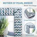 Chende Coastal Mirrors for Wall Decor, 36'' x 24'' Bathroom Vanity Mirror with Mosaic Frame, Elegant Blue White Mother of Pearl Mirror for Living Room, Dining Room, Fireplace, Entryway