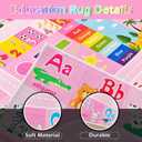 BATATADOCE Kids Play Mat - Cartoon Kids Bedroom Rug Play Mat for Learning ABC Alphabet,Numbers,Animal,Colors,Season,Cute Classroom Rug for Children Girls Bedroom Decor,Pink,4.5x6 Feet