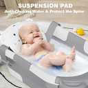 MoreFeel Collapsible Baby Bathtub for Newborn with Thermometer & 1 Hooded Towel & 1 Soft Floating Cushion,Portable Travel Bathtub with Drain Hole, Durable Foldable Baby Tubs for Infants to Toddler, Gray