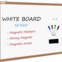 M MIOU Magnetic Whiteboard for Wall 36x24 Inches, Dry Erase White Board with Natural Wood Frame for Home, Office, School…