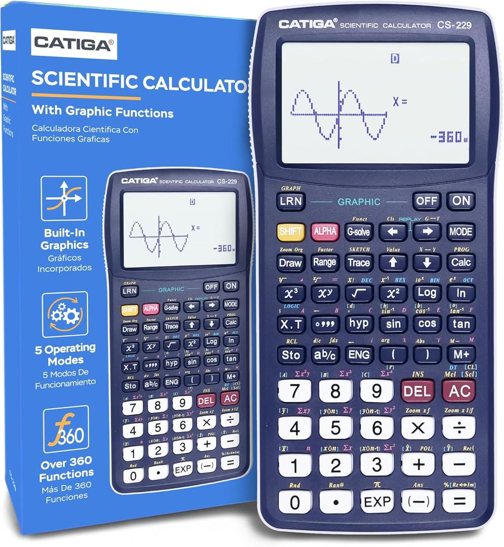CATIGA CS229 Scientific Calculator with Graphics Functions, Multiple Modes with Intuitive User Interface, for Beginner and Advanced Courses (Blue)