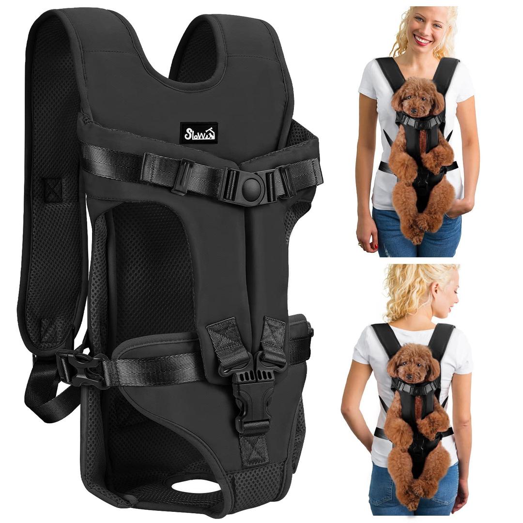 Lukovee Dog Backpack Carrier, Legs Out Easy-fit Dog Front Carrier for Small Medium Dogs, Adjustable Hands Free Dog Chest Carrier for Hiking Cycling (B,Medium)