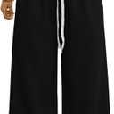 SOLY HUX Women's Camo Pants Wide Leg Baggy Sweatpants Elastic Waist Drawstring Loose Pants Trendy Y2K Drawstring Trousers (Black, XS)