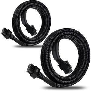 (2-Pack) 8 Pin PCIe Cable for EVGA Power Supply, PCIe 8 Pin Male to 8 Pin (6+2) Male PCI Express Power Adapter Sleeved 25-inch (63cm)