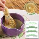 Matcha Set, 8-Piece Ceramic Matcha Bowl & Whisk Kit with Mushroom Pattern, Traditional Japanese Chawan, Bamboo Chasen, Scoop & Sifter, Gift for Tea Lovers, Zen Tea Ceremony Accessories (Purple;)