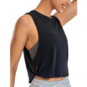 CRZ YOGA Pima Cotton Large Armhole Tank Tops for Women - Workout Sport Athletic Yoga Running Gym Loose Crop Sleeveless Shirts (Black, S)