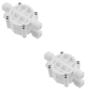 2PCS Water Purifier Quick Connect Four Side Valve Reverse Osmosis Water Purifier 1/4in Water System Automatic Shut Off Valve Replacement Part Low Pressure RO Machine Reverse Osmosis