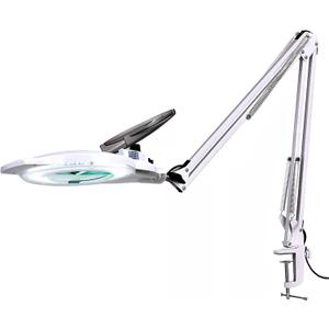 KIRKAS 10X LED Magnifying Lamp with Clamp, 2,200 Lumens Dimmable Super Bright Daylight Magnifying Glass with Light and Stand, Adjustable Swivel Arm Magnifier lamp for Reading Repair Crafts-White