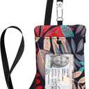 XEYOU Small Womens Wallet with ID Window Minimalist Badge Holder with Side Zip Pocket, Multiple Card Slots with Neck Lanyard for Office Staffs, Teachers/Students, Couriers, Workers (Red Maple Leaves)