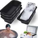 XANGNIER Extra Large Ice Block Mold,4 Pack 9.4lbs Ice Cubes for Cold Plunge or Coolers,Reusable Silicone Ice Molds for Ice Bath Chiller,Big Ice Tray