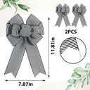 2pcs Black White Stripe Wreath Bows, Farmhouse Burlap Bow for Wreath Rustic Crafts Decorative Hanging Ornament Bow for Indoor Outdoor Wedding Holiday Birthday Party Decor