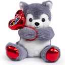 HollyHOME Husky Stuffed Animal Valentines Puppy Plush Holding Red Love Balloon for Kids and Girlfriend Anniversary Valentines Birthday Gifts 10 inches