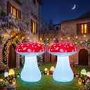 Rossesay 2 Pcs 31.5" Fairy Garden LED Inflatable Mushrooms Blow up Outdoor Decorations for Yard, Lawn, Patio, Fairy Garden Enchanted Forest Party (Red)
