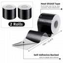 Zonon 2 Rolls Aluminum Foil Tape Heat Shield Tape Barrier Adhesive Reflective Fiberglass Thermal Insulation Reflective Material High Temp Protection(Black,2 Inch X 32.8 ft)