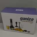 Ganiza Immersion Blender Handheld, 6 in 1 Hand Blender Stainless Steel Blade, 15 Speed Stick Blenders Electric, 800ml Mixing Beaker, 600ml Chopper, Whisk, Frother, Potato Masher (Black)