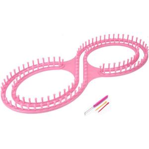 WAYION 55" Afphgan Serenity Loom Knitting Board Weave Loom Kit with Step by Step Instructions Great for The Experienced Loom Knitter (Pink) 