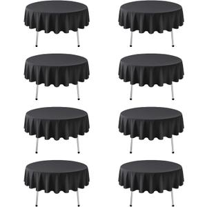 8 Pack Black Round Tablecloth 60 Inch Black Table Cloth for Round Tables, Reusable and Washable Polyester Tablecloth Stain Wrinkle Resistant Decorative Table Cover for Wedding Party Dining Banquet