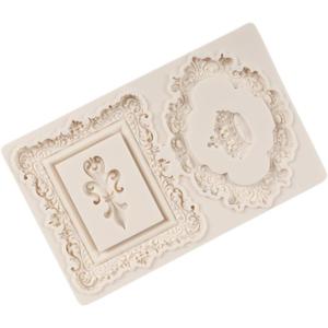 Baroque Photo Frame Fondant Moulds Picture Frame Silicone Mould Vintage Frame Moulds for Cake Decorating Cupcake Topper Polymer Clay Gum Paste
