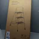 HBTower Step Ladder, Folding Step Stool with Wide Anti-Slip Pedal, Sturdy Steel Ladder, Convenient Handrail, Lightweight, Portable Steel Step Stool (Black)