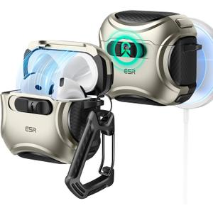 ESR for AirPods 4 Case, Compatible with AirPods 4 Generation Case (2024) (USB-C), Compatible with MagSafe, Drop-Proof Lock, Easy Open, Cyber Series, Titanium